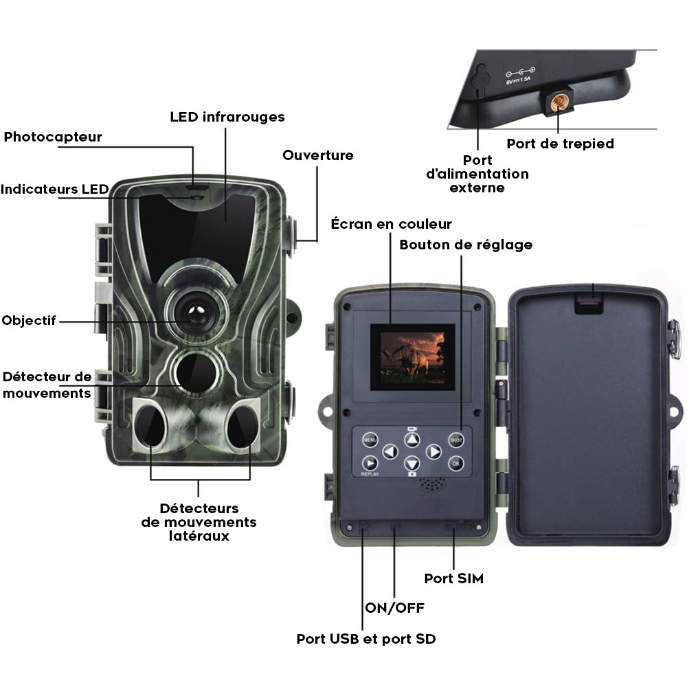 Caméra de Chasse Nocturne HD avec Écran et Batterie